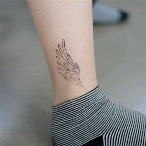 angel wing tattoos on ankle.